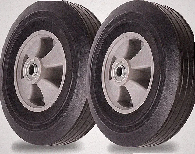 2pack 10" X 2.5" Flat Free Solid Rubber Tires And Wheel 10 Inch Solid Wheels W