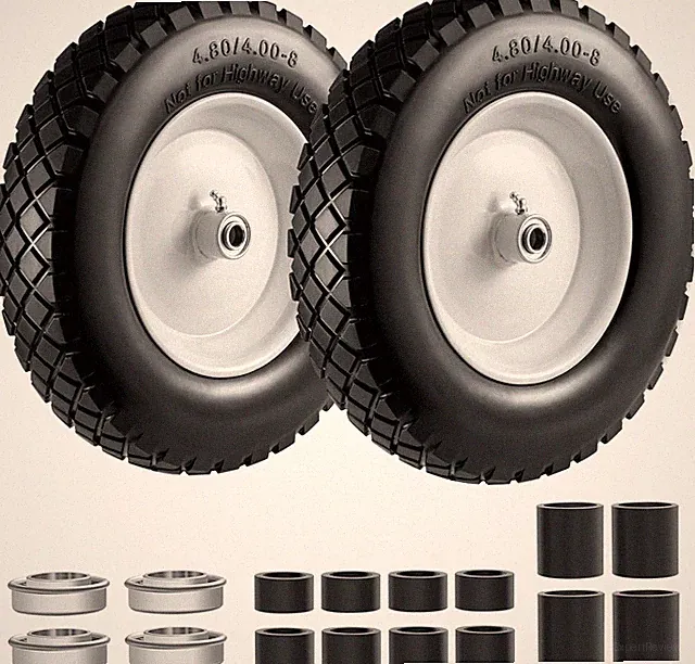 4.80/4.00-8" Tire and Wheel Flat Free 2 PCS, 16" Solid Wheelbarrow Tire with 5/8