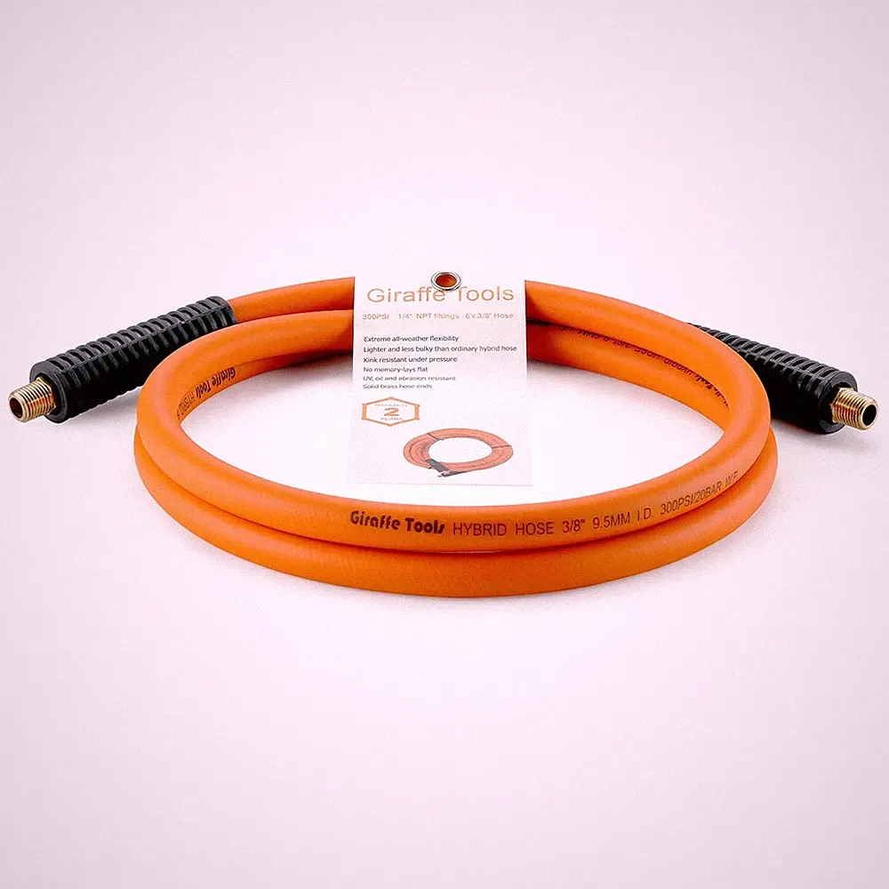 Air Compressor Hose Hybrid 3/8in x 6ft 300 PSI Heavy Duty Lead In Line