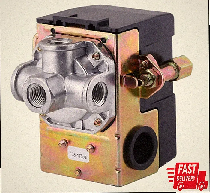 Air Compressor Pressure Switch 175 PSI 4 Port 135-175 Heavy Duty 1/4 NPT...