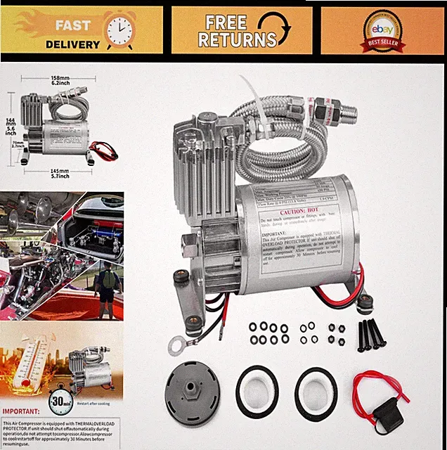 Heavy Duty 150 PSI Air Compressor for Truck/Car Horns & Suspension Systems - 12V