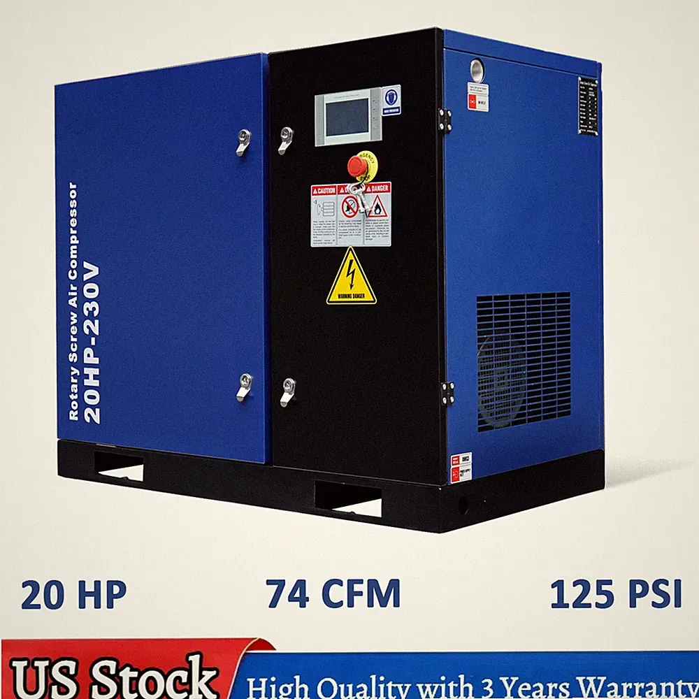 Heavy Duty 20HP Rotary Screw Air Compressor 15KW 74CFM 125PSI 230V 3 Phase