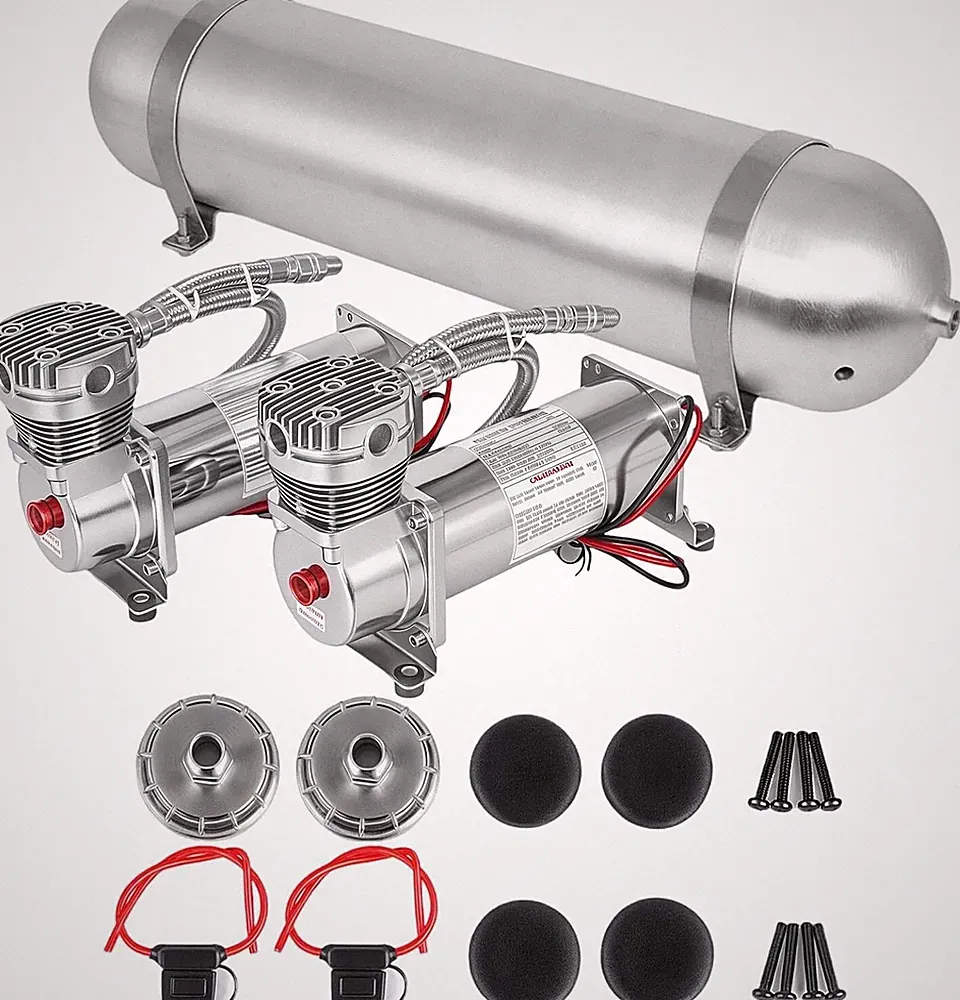 Heavy Duty Air Suspension Kit w/Compressor & 4 Gallon Tank for Truck/Car/Horn