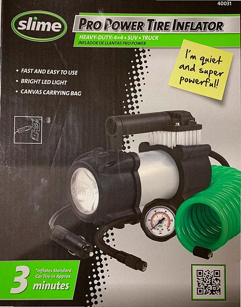 Slime 40031 Air Compressor - Pro Power Heavy Duty Tire Inflator
