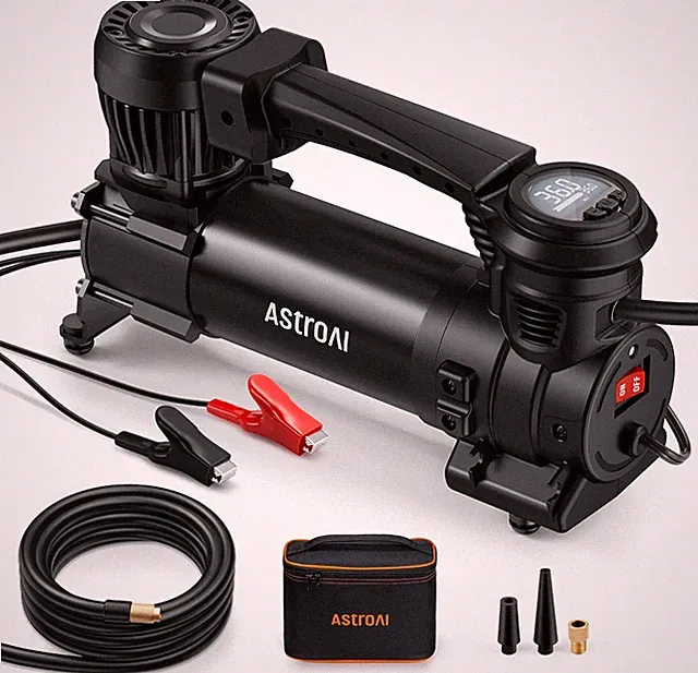T4 Heavy-Duty Air Compressor Truck Tire Inflator with 1.97CFM Auto Shutoff 12V
