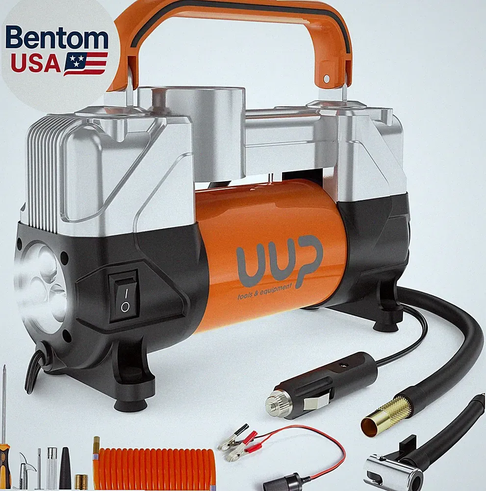 Tire Inflator Air Compressor, 150PSI 12V DC Double Cylinders Heavy Duty Portable
