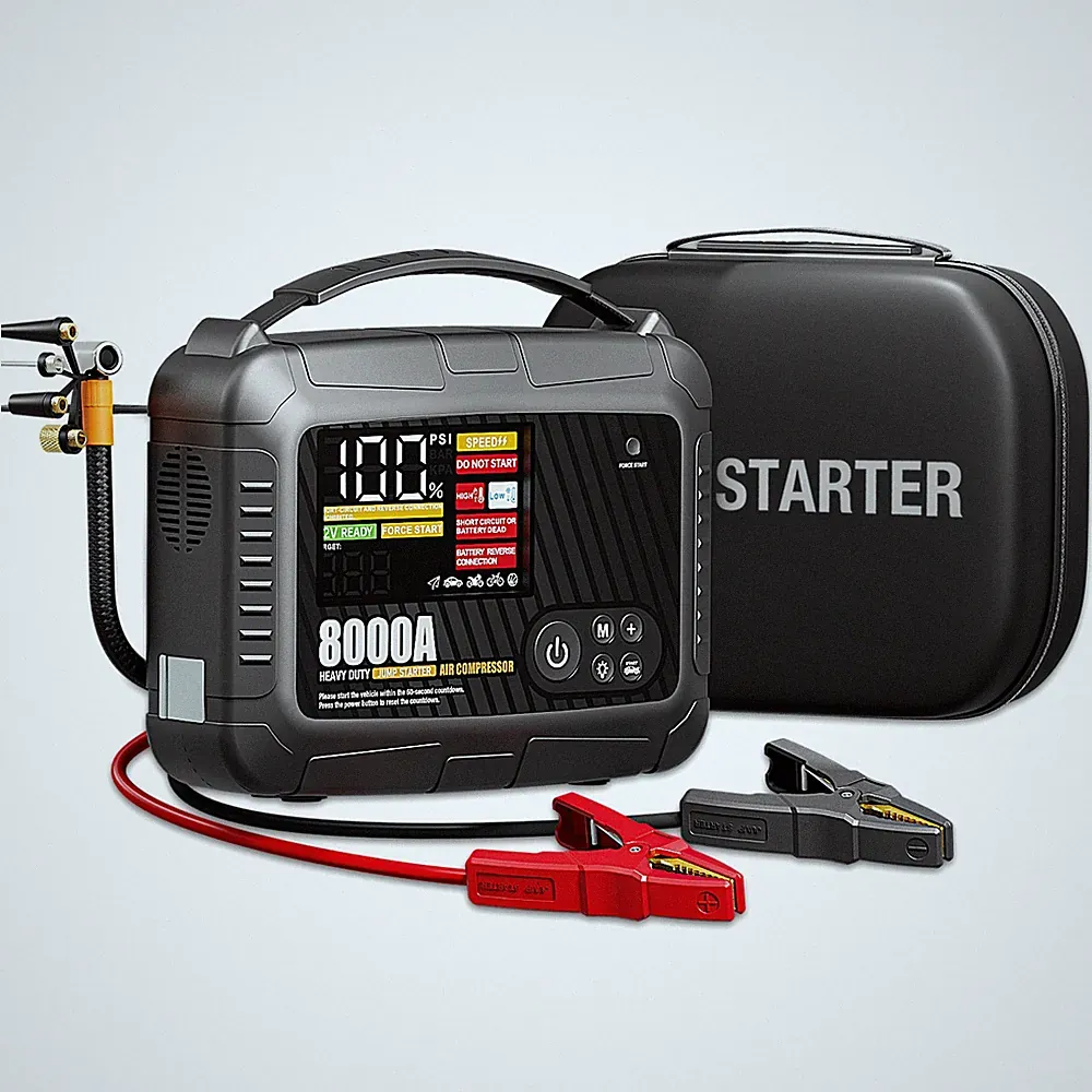 Truck Heavy Duty 8000A Jump Starter with Air Compressor Power Bank Battery Safe